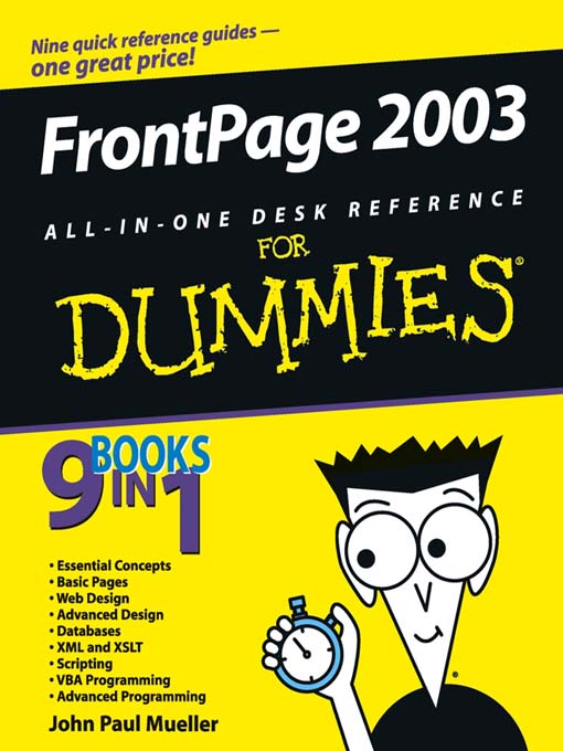 Title details for FrontPage 2003 All-in-One Desk Reference For Dummies by John Paul Mueller - Available